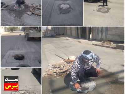 استمرار نصب درب و رینگ فاضلاب در مناطق مختلف کلان‌شهر اهواز