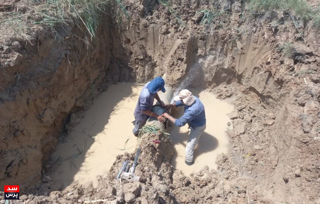شکستگی خط لوله ۳۰۰ میلی متری آبرسانی شهرستان رامشیر