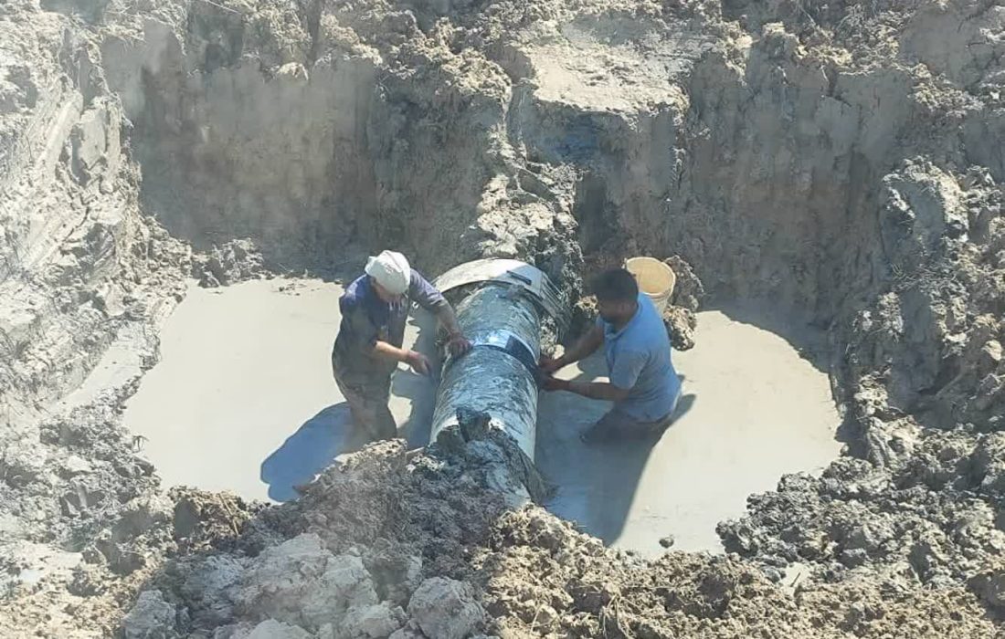 شکستگی در ۲ نقطه از خط لوله ۵۰۰ میلی متری آبرسانی به هندیجان