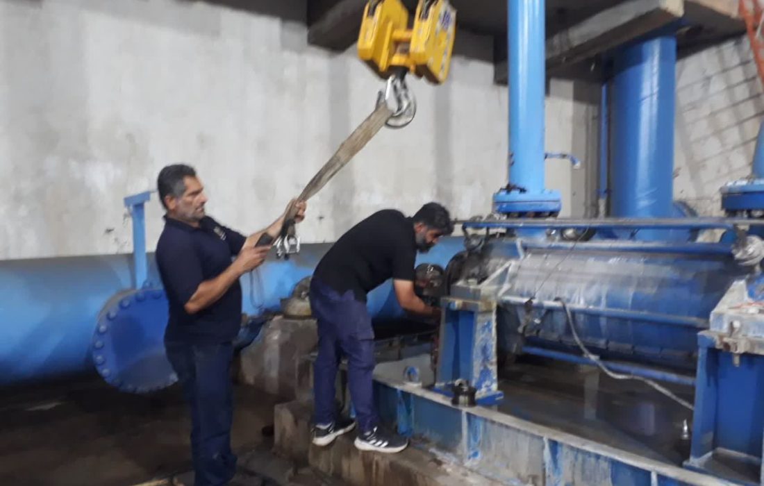 عملیات تعویض بلبرینگ پمپ صنعتی شماره ۹ در ایستگاه ۴۰ اینچ مسجدسلیمان