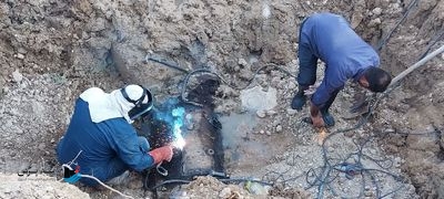 تعمیر خط لوله ۷۰۰ میلیمتری خروجی تلمبه خانه امیدیه یک